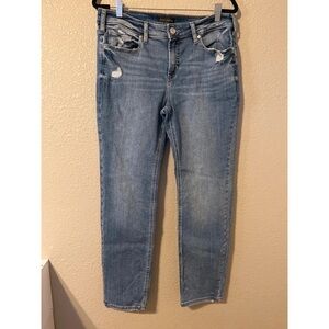 Silver Jeans Women's Distressed Blue Straight Leg Jeans